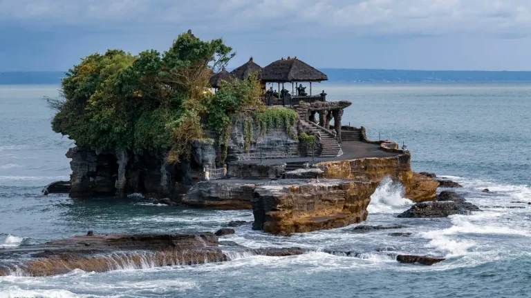 Tanah Lot temple on a rock formation off the Bali coast