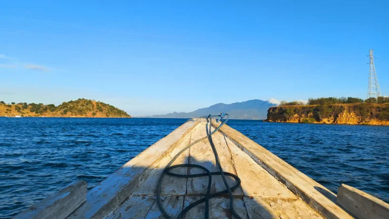 View from the front of a boat on open water